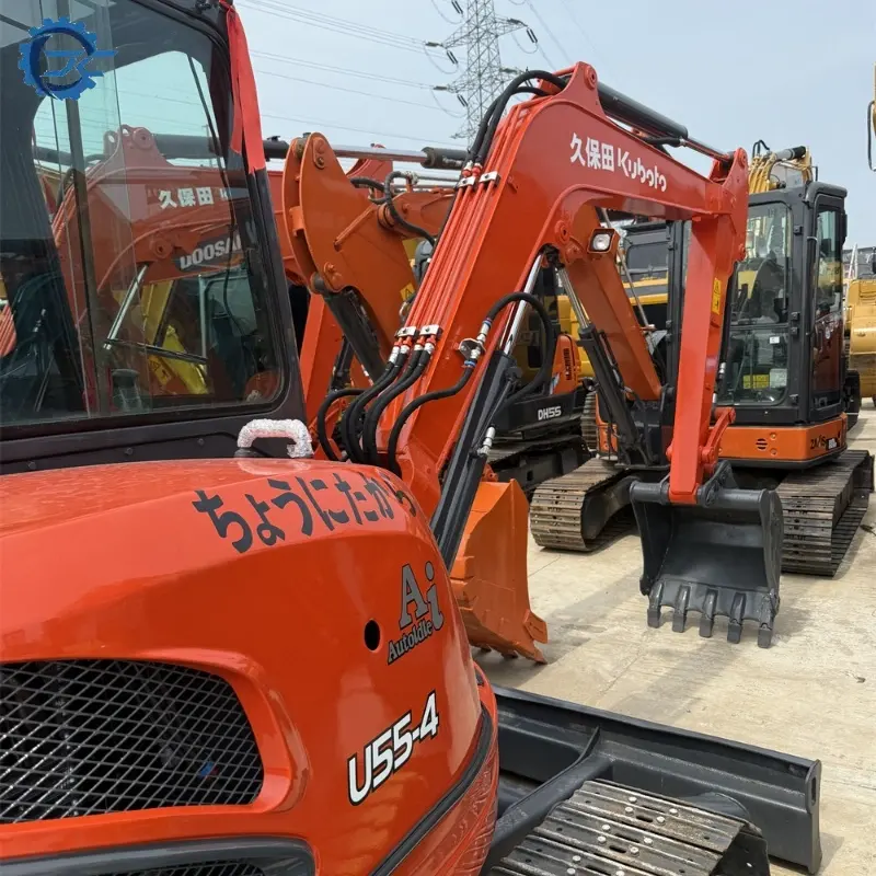 Zero Tail Swing Used Kubota U55-4 Ultra Compact Mini Excavator Global Supply